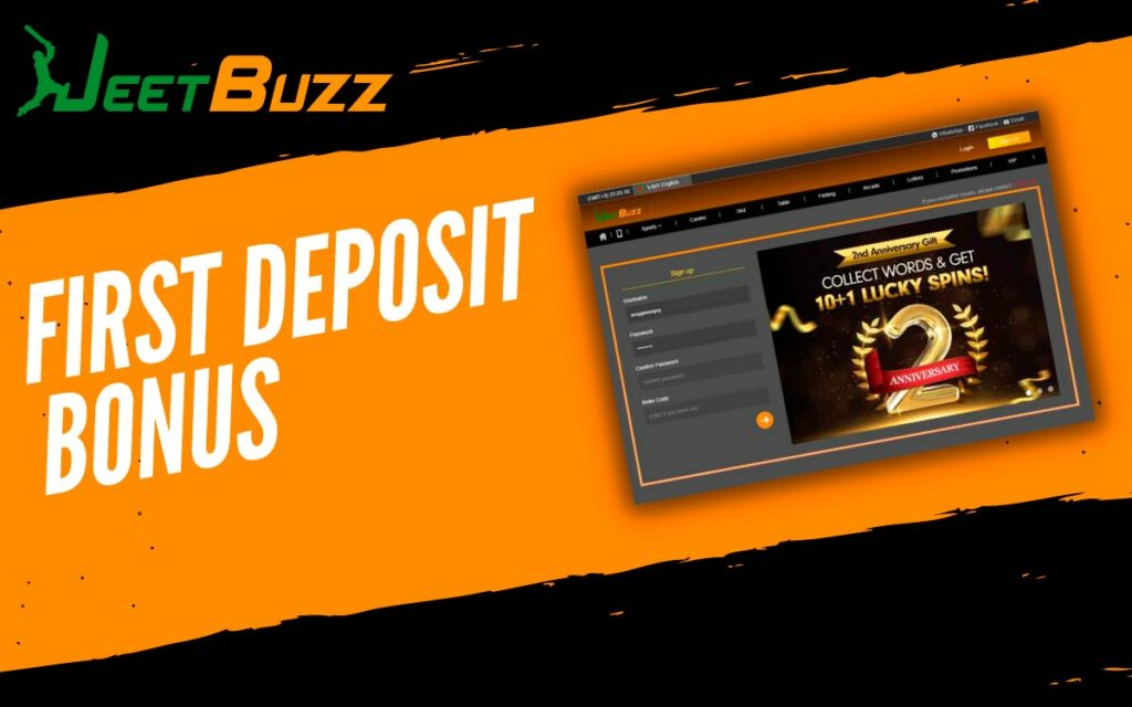 JeetBuzz offers First Deposit Bonus