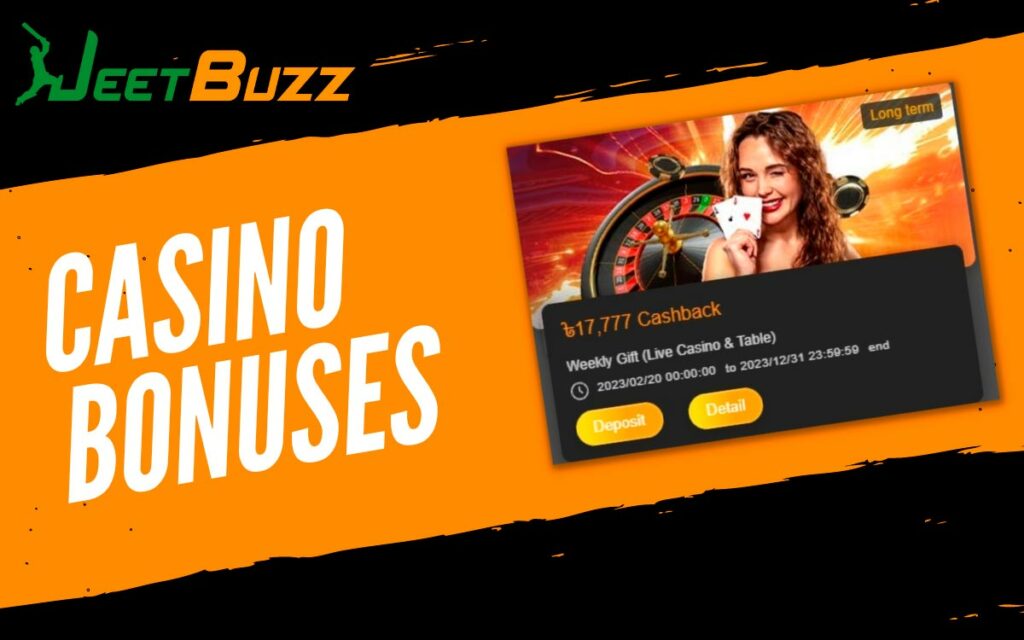 JeetBuzz Bangladesh online bookmaker stands out with its exciting casino bonuses