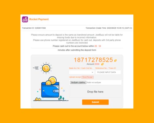 enter your payment information on jeetbuzz