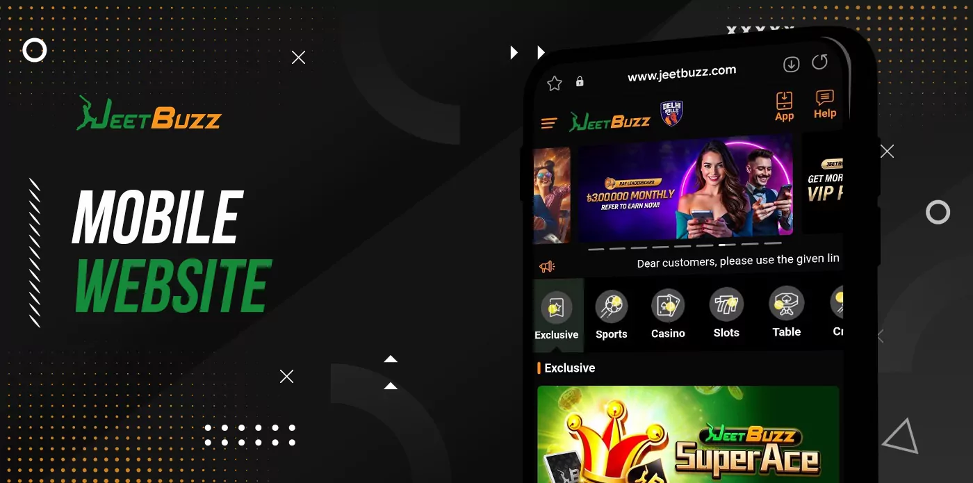 Mobile version of Jeetbuzz online casino platform