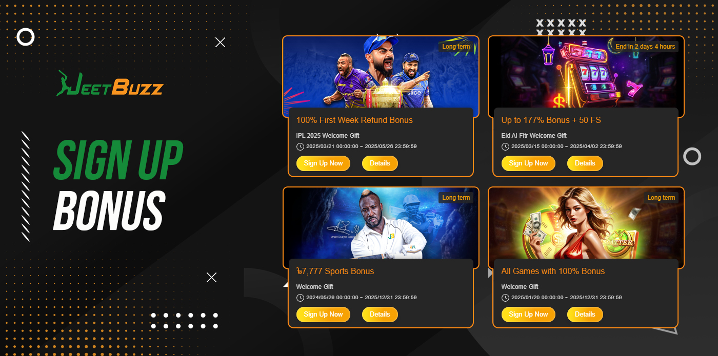 Welcome bonuses from Jeetbuzz online casino